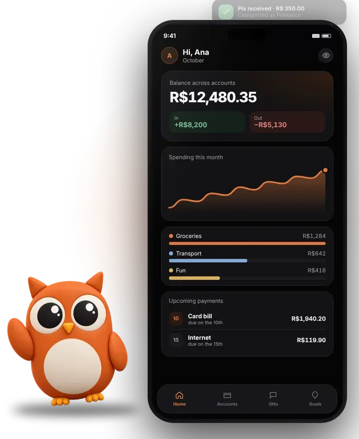 Otto Finanças: expense tracker app with Open Finance and AI